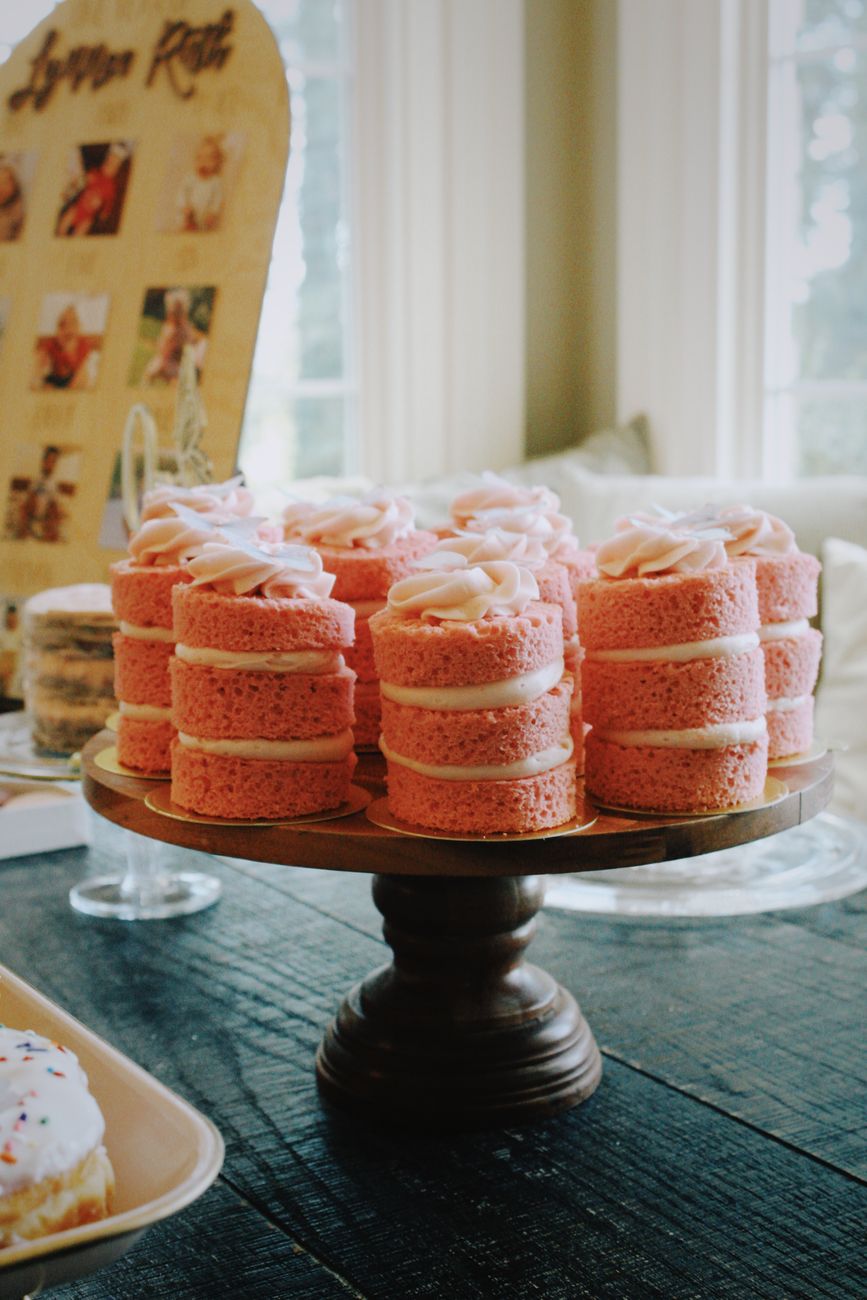 Custom celebration cake with pink roses