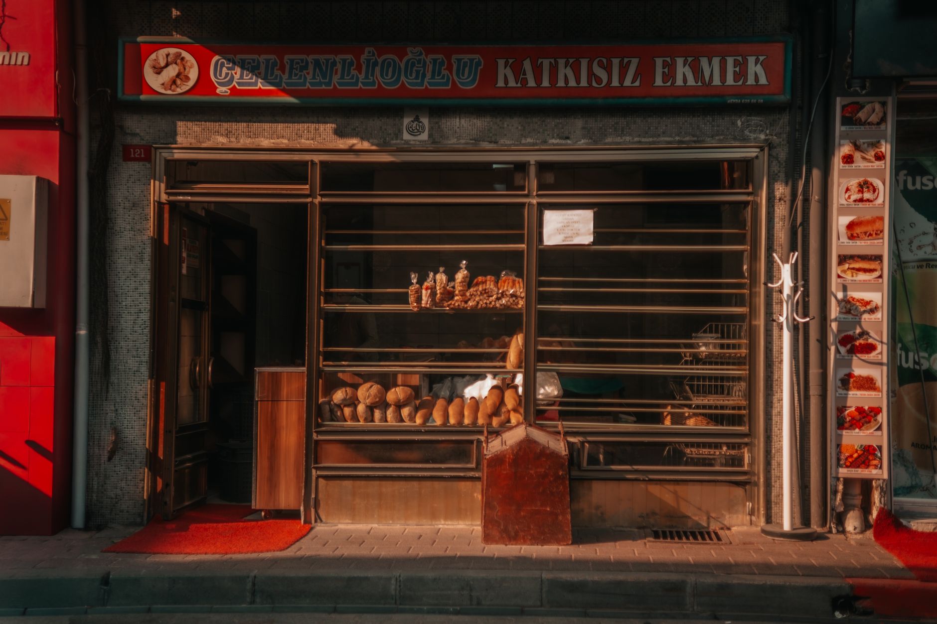 The bakery storefront in the early morning